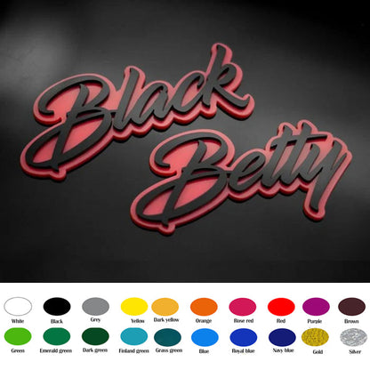 Custom Cursive Font Car Emblem - Custom Colors