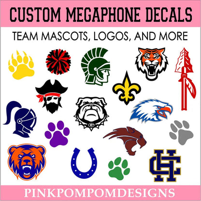 Custom order - FREE SHIPPING - custom decals for cheer megaphones