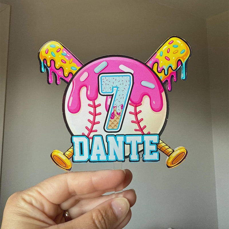 Boy Baseball Drip Cake Topper, Custom Baseball Birthday Cake Topper