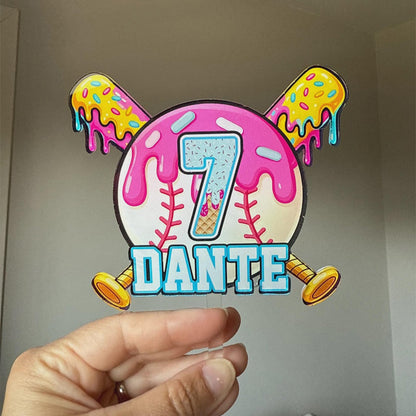 Boy Baseball Drip Cake Topper, Custom Baseball Birthday Cake Topper