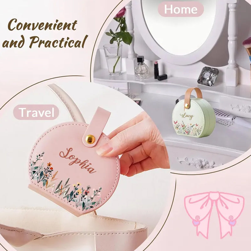 Personalized Birth Flower Jewelry Box: Custom Name Travel Keepsake