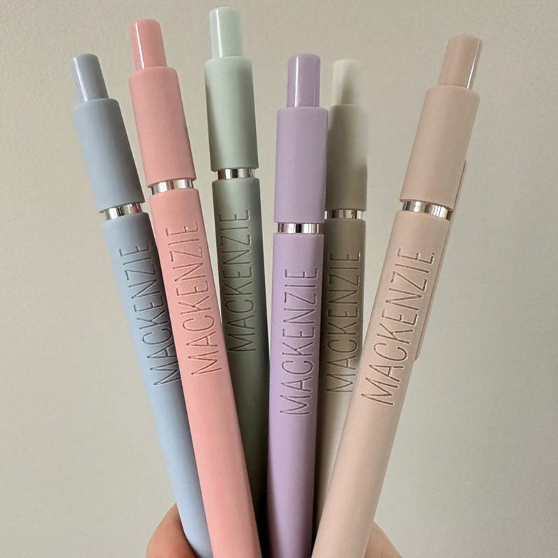 Personalized Pens Set of 6 Custom Engraved Soft Touch Pens
