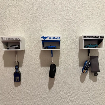 Mini Garage Key Holder: Toy Car Display with Hidden Compartment