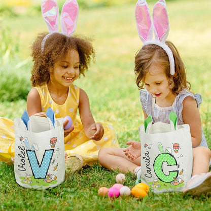 Personalized Easter Bunny Carrot Eggs Large Capacity Basket