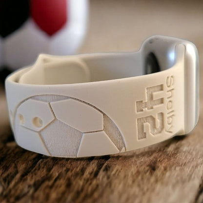 Personalized Watch Band for Apple,Samsung SOCCER MOM Engraved Silicone Sports Band