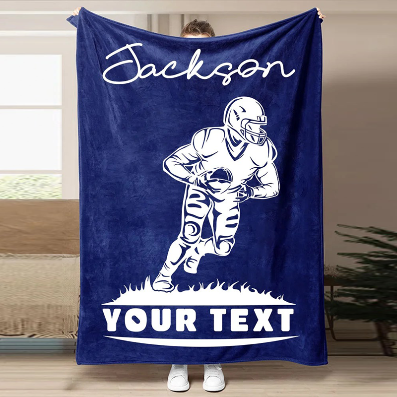 Football Customized Name and Number Blanket