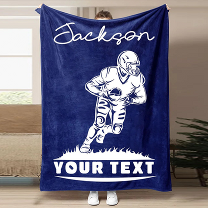 Football Customized Name and Number Blanket