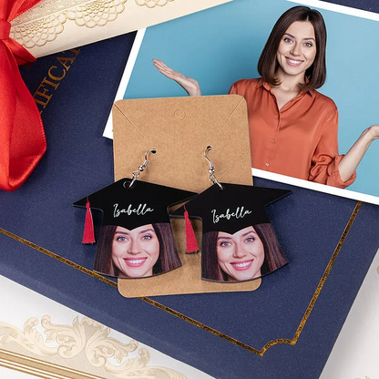 Personalized graduation earrings with names for graduation party gifts for graduates