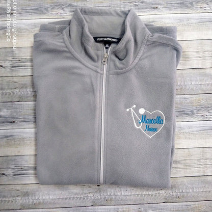 Microfleece Medical Jacket Custom Embroidered Heart Stethoscope