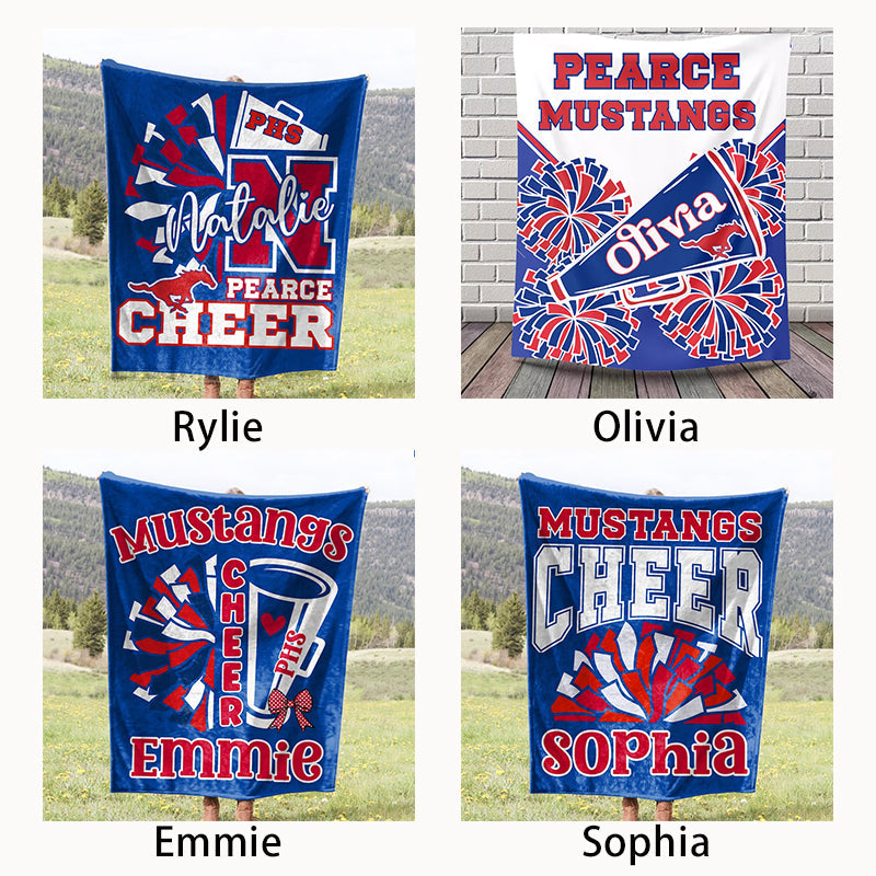 Custom Pearce Mustang Cheer Blanket for PHS Cheerleaders and Their Supporters