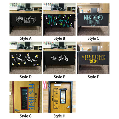 Teacher name, teacher desk decal, classroom decor