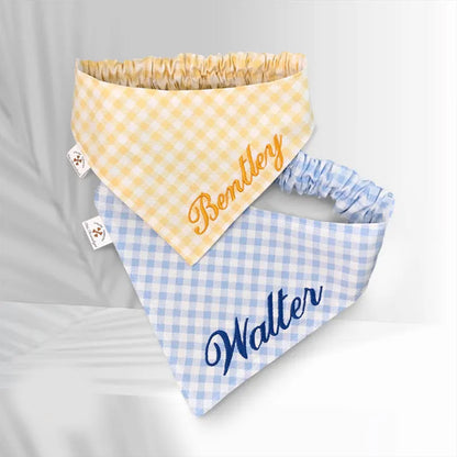 Customizable Gingham Dog Bandana with Elastic