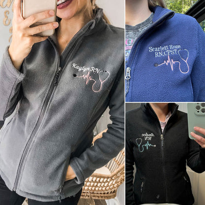 Monogrammed Nurse Full Zippered Jacket Sweatshirt