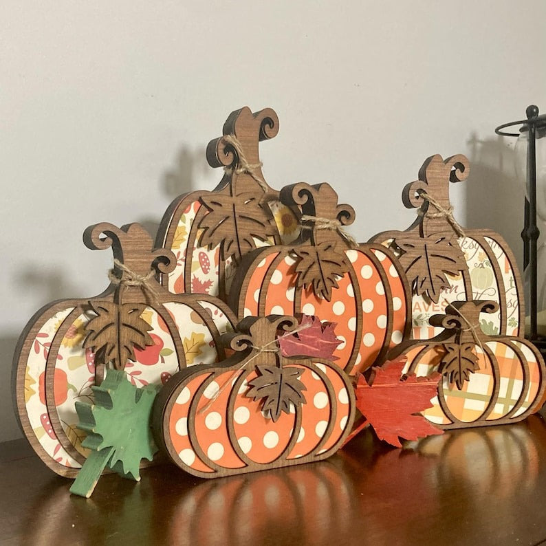 Wood Pumpkins for Fall Decor – Patterned Wooden Pumpkins