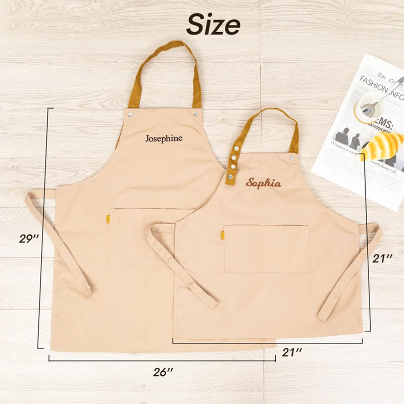 Personalized aprons for kids, Custom embroidered toddler aprons with pockets