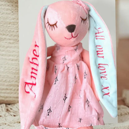 Personalised Easter soft toy bunny rabbit, new born baby girl gift 1st Birthday