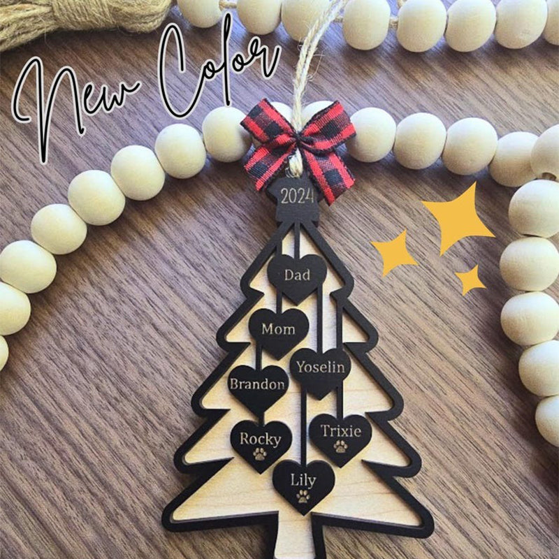 Personalized Family Christmas Tree Ornament 2025 Custom Holiday Wooden Ornament