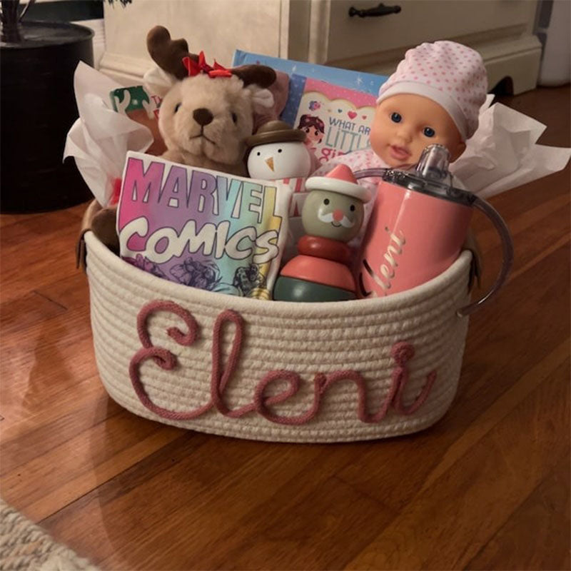 Personalized baby shower rope cotton baskets
