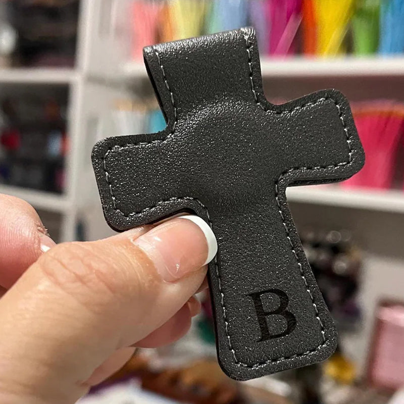 Personalized Cross Leather Magnetic Bookmark, Engraved Reader Gift