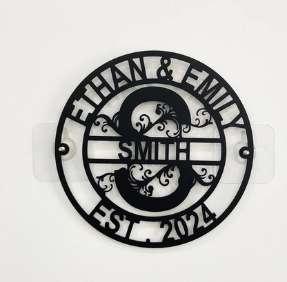 Personalised Family Name Monogram Metal Sign,Last Name Sign
