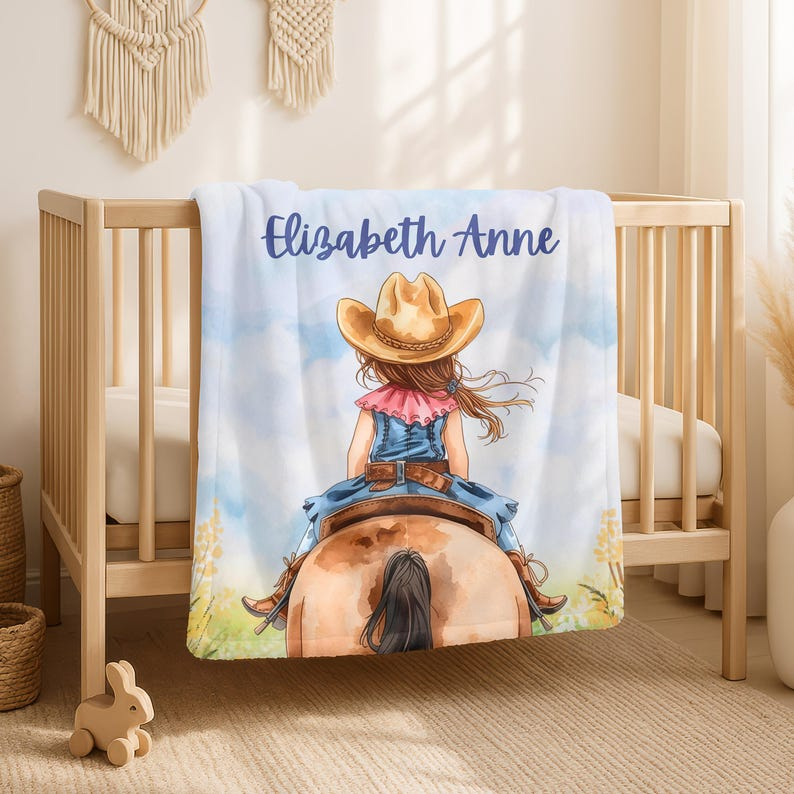 Personalized denim girl soft blanket