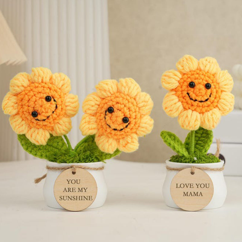 Personalized Gift for Mother ,Crochet Sunflower in Pot