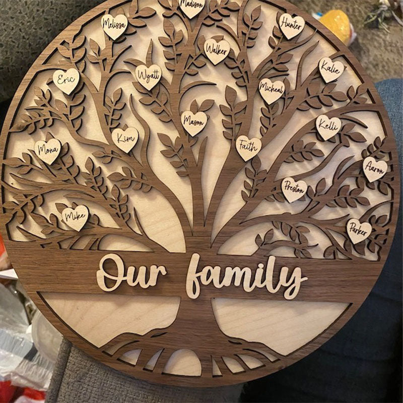 Grandkids Christmas Birthday Gift Family Tree Sign Custom Hanging Grandparent