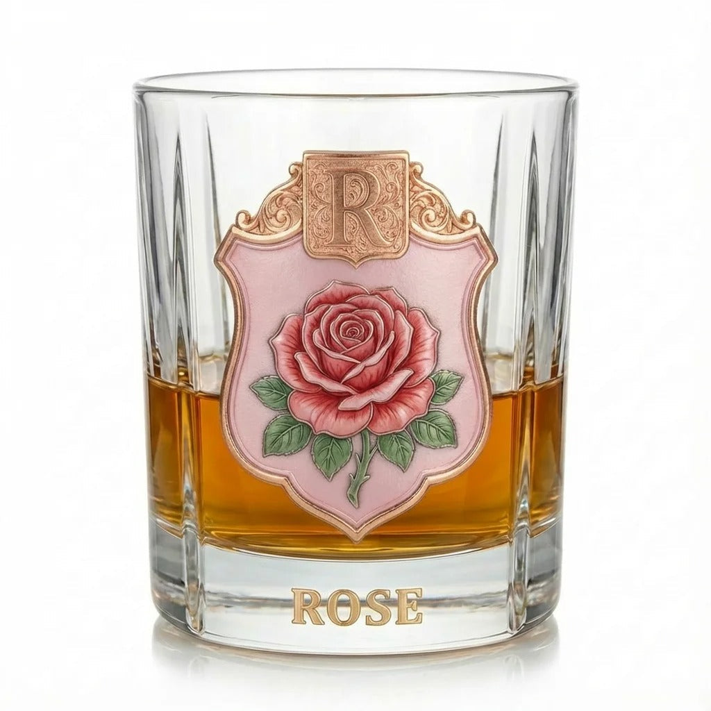 Personalized Birth Flower Whiskey Glass
