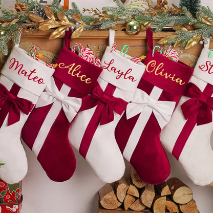 Personalized Christmas Stockings,Custom Bow Stockings with name
