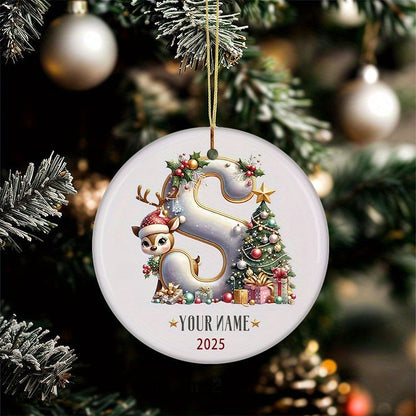 Personalized 2025 Christmas Letter  Ceramic Hanging Ornament