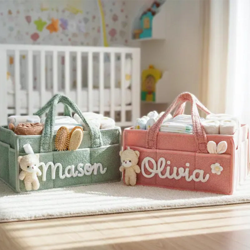 Personalized Knit Diaper Caddy Organizer