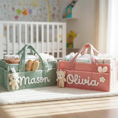 Personalized Knit Diaper Caddy Organizer