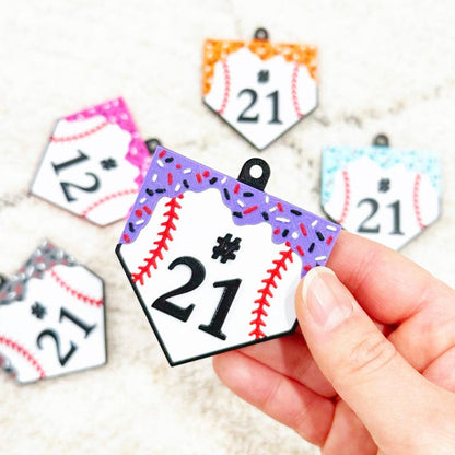 Personalized Baseball Home Plate Ice Cream Drip Keychain