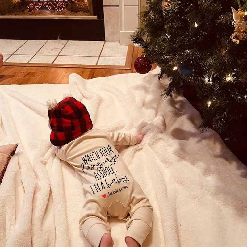 Merry Christmas Unisex Baby Outfit, Ugly Christmas Baby Outfit
