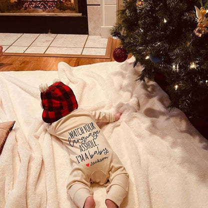 Merry Christmas Unisex Baby Outfit, Ugly Christmas Baby Outfit