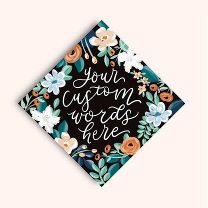 Custom Graduation Cap, Cierra Floral Printed Graduation Cap Topper, Senior Gift, Senior Graduation