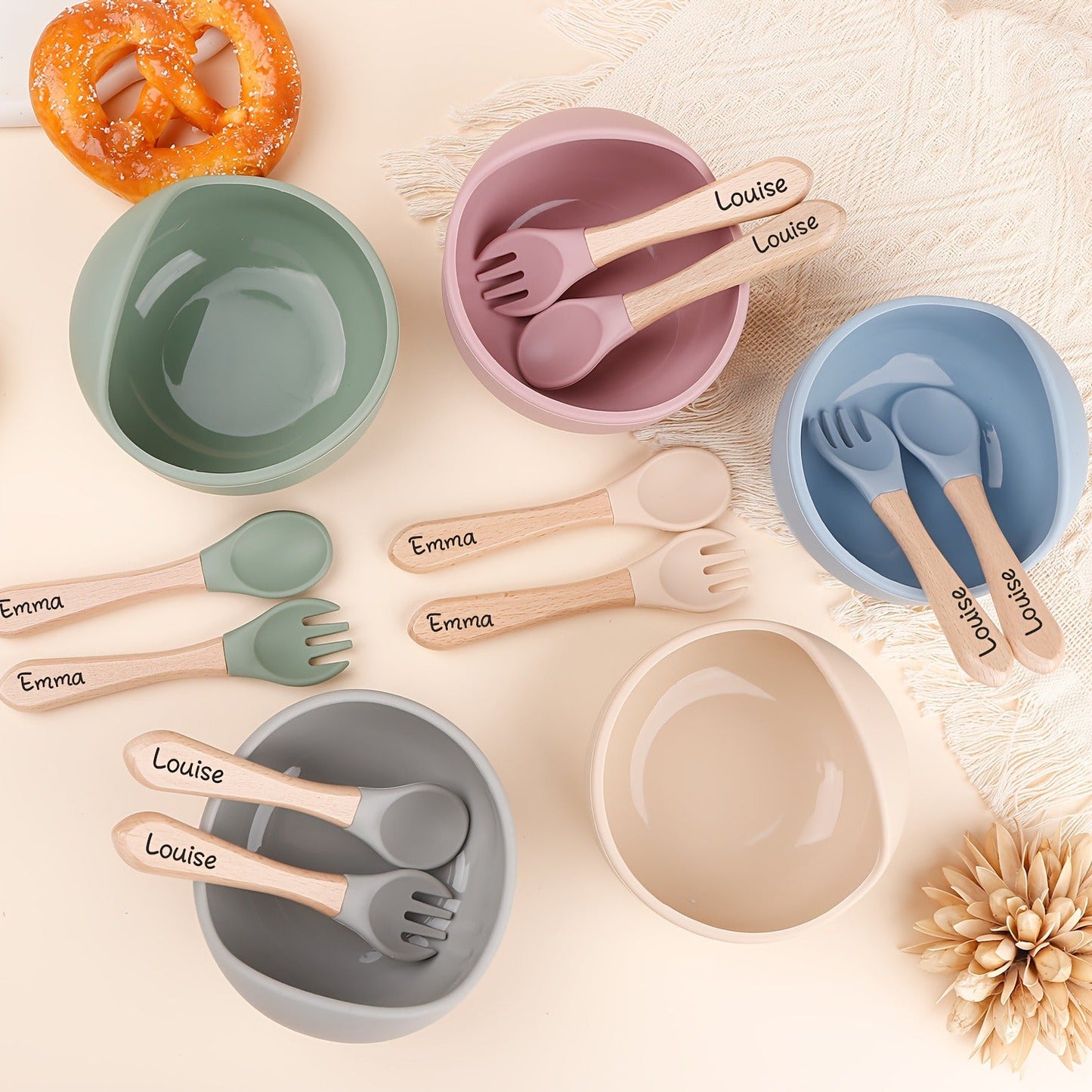 Personalized Microwave Safe Durable Silicone Feeding Bowl
