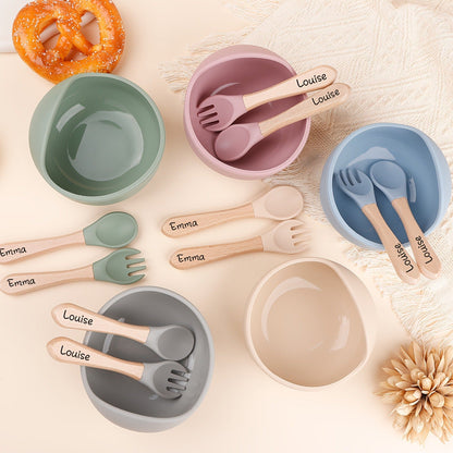 Personalized Microwave Safe Durable Silicone Feeding Bowl
