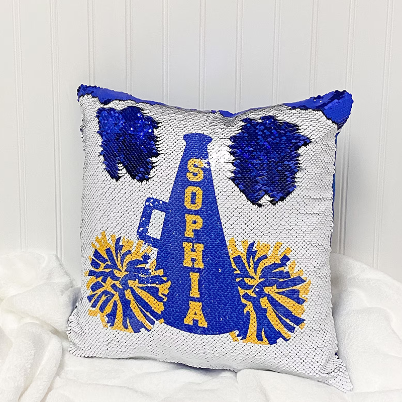 Personalized Cheerleader Sequin Pillow Cover, Senior Banquet Gift