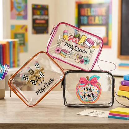 Personalized Teacher Gift Bag Custom Teacher Name Pouch PVC Makeup Bag
