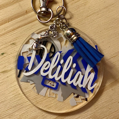 Personalized Cheerleader Keychain – Acrylic Cheer Team Gift