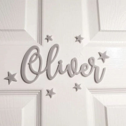 Coloured Acrylic Door Name Sign with Stars or Hearts