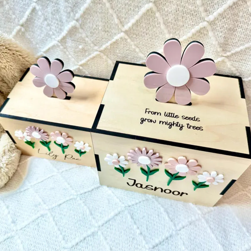 Personalized Flower Piggy Bank for girl - Baby Girl Gift