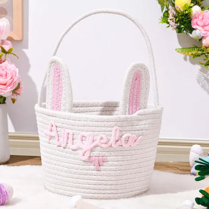 Personalized Easter Bunny Basket, Custom Name Baby Basket