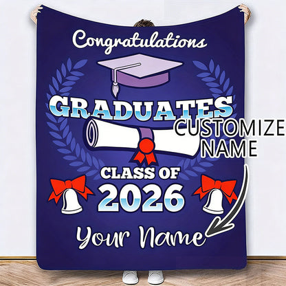Custom Name Graduation Season 2025 Fleece Blanket Signature