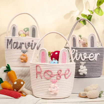 Personalized Easter Bunny Basket, Custom Name Baby Basket