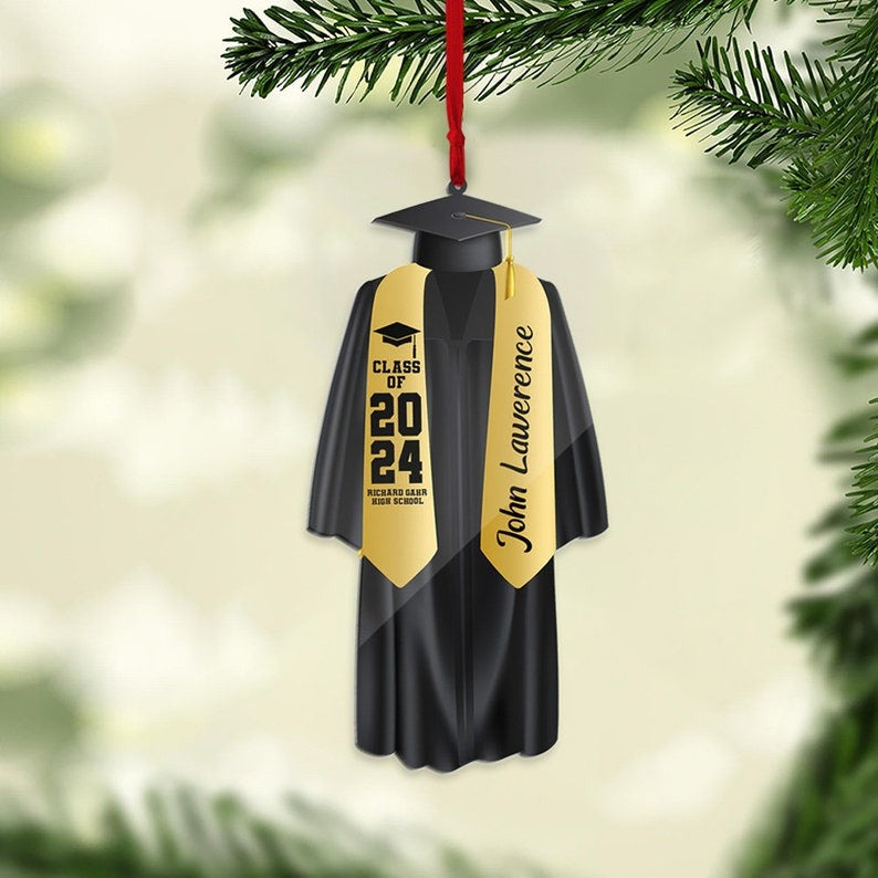 Personalized Graduation Ornament, Color Graduation Gown, School Graduation Ornament Gifts