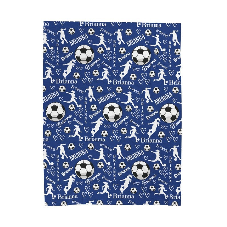 CUSTOM Soccer Blanket, Personalized Blanket with Soccer Player's Name