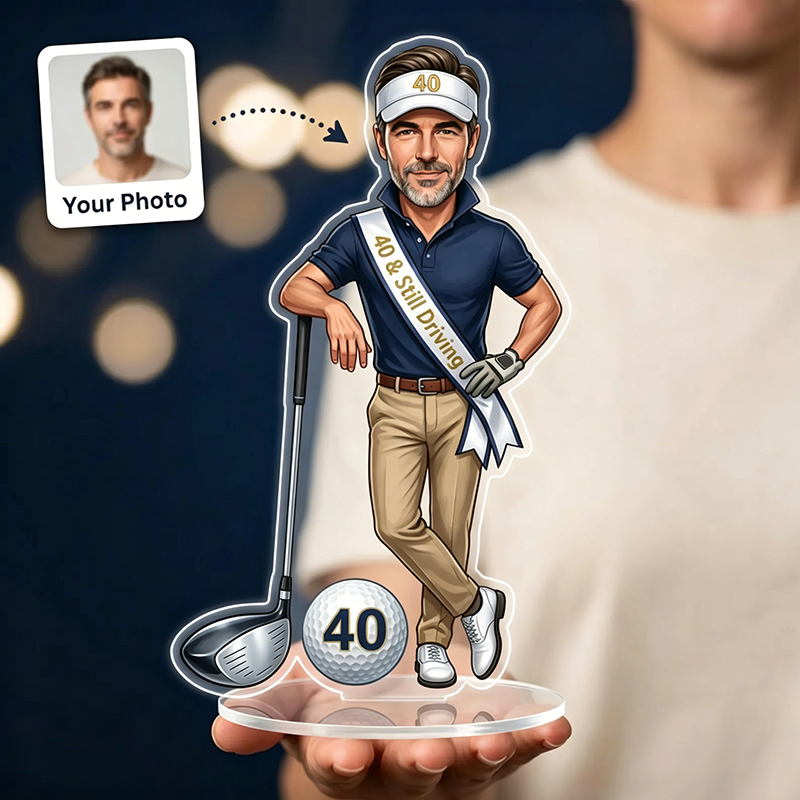 Golf Birthday Caricature Standee & Cake Topper | Personalised from Photo