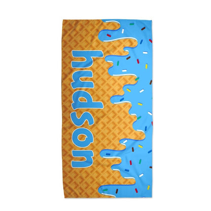 Personalized Ice Cream Drip Beach Towel Birthday Gift For Boys and Girls